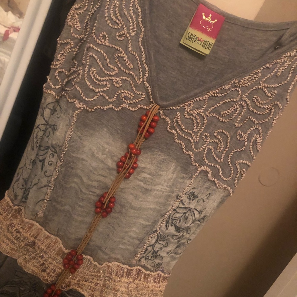 Save the Queen grey midi beaded dress